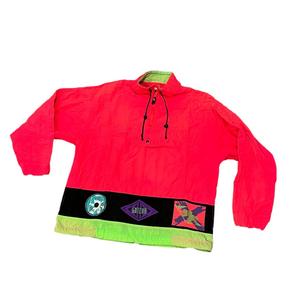 GOTCHA Vintage 90’s Fluorescent Pink and Green Windbreaker Size Medium